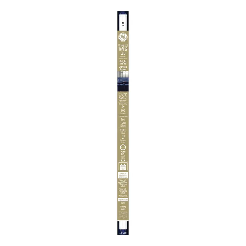 24" T8/T12, 20 W, T8 Tube, 8 W, Bright White, 6/Carton
