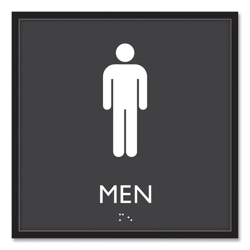 ADA Sign, Men, Plastic, 8 x 8, Clear/White