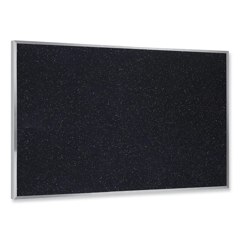 Aluminum-Frame Recycled Rubber Bulletin Boards, 36 x 24, Confetti Surface, Satin Aluminum Frame