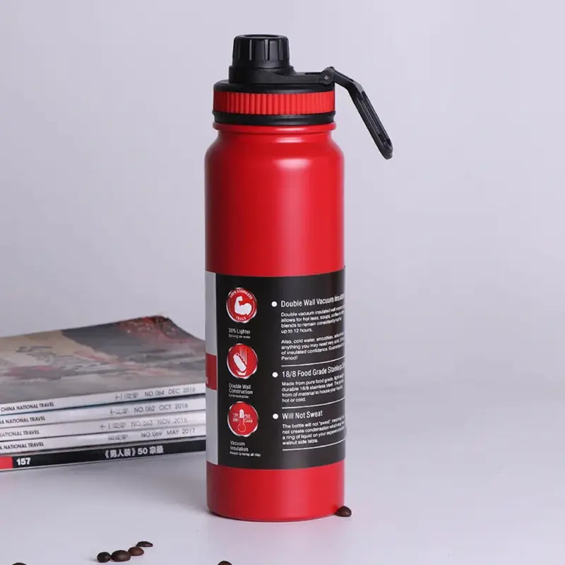 (Net) 1000ML  Stainless Steel Vacuum Bottle - Stay Refreshed Anytime, AnywhereRed