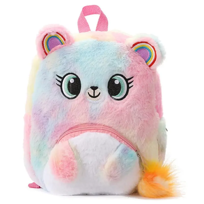 (NET)  Kawaii Colorful Fuzzy Plush BackpackColorful