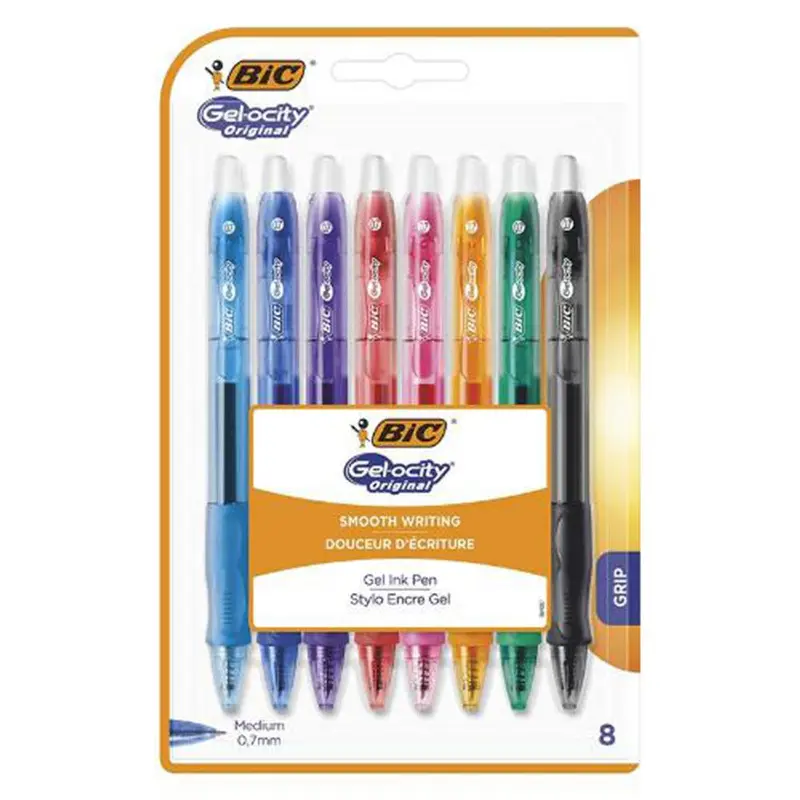 (NET) BIC Gel-ocity Original Gel Ink Grip Pens 8 pcs