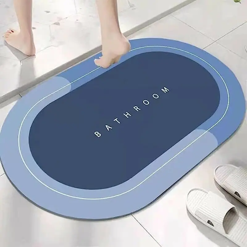 (NET) Floor Mat Quick Drying Bathroom Soak mats Floor Rugs & Water Absorbing Floor Mat  Anti-SlipNavy & Blue