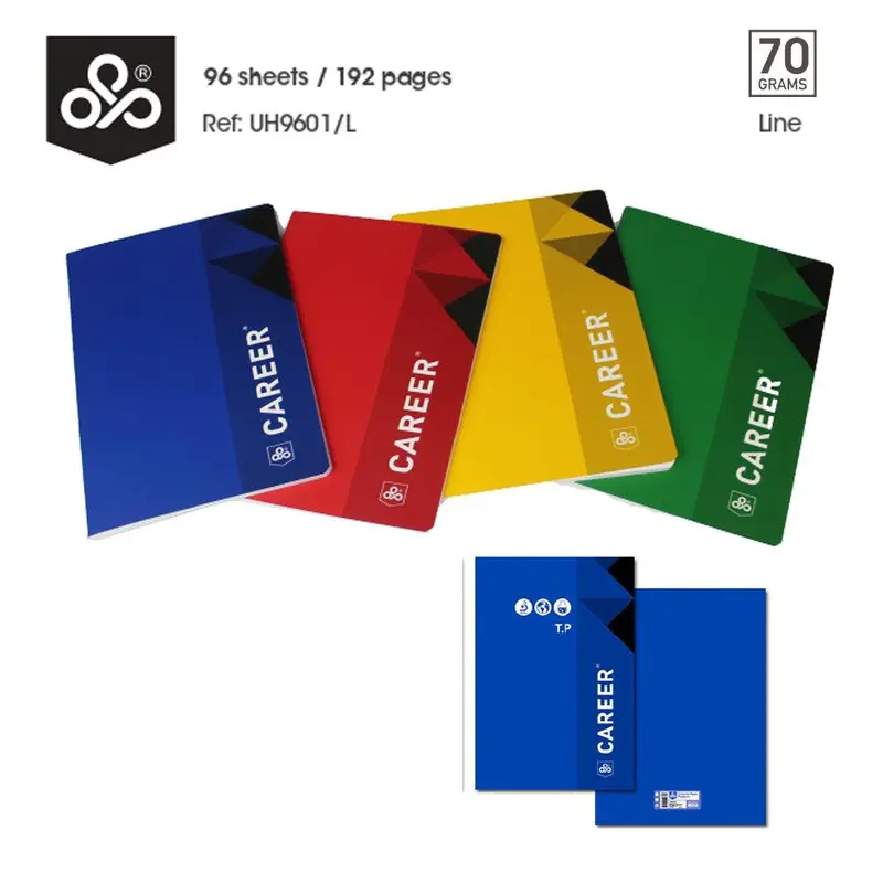 (NET) OPP CAREER stitched copybook - 96 sheets - 192 pages - Line / 21 x 29.7 cmYellow