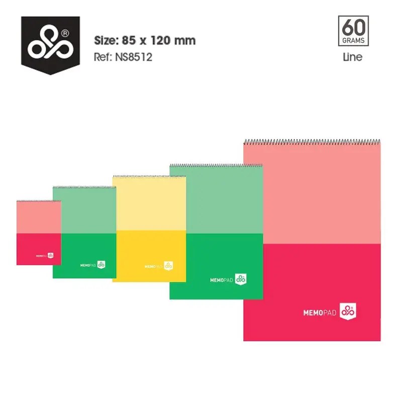 (NET) OPP MEMO PAD Spiral Bloc Note  60 Sheets - LineYellow