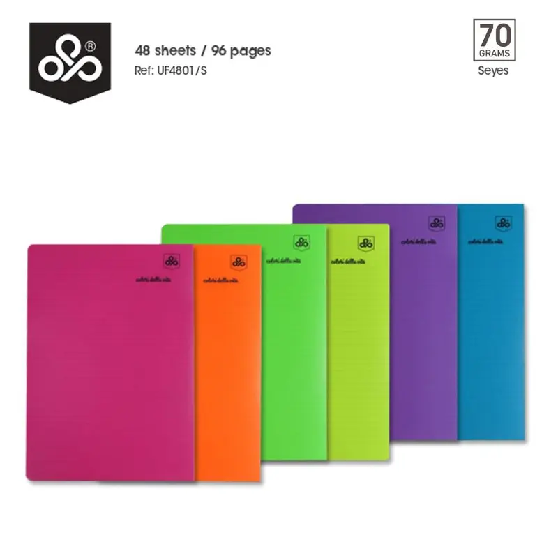 (NET) OPP Colori Della Vita Fluo Stitched Copybook - 48 Sheets - Seyes / 21 x 29.7 cmYellow Neon