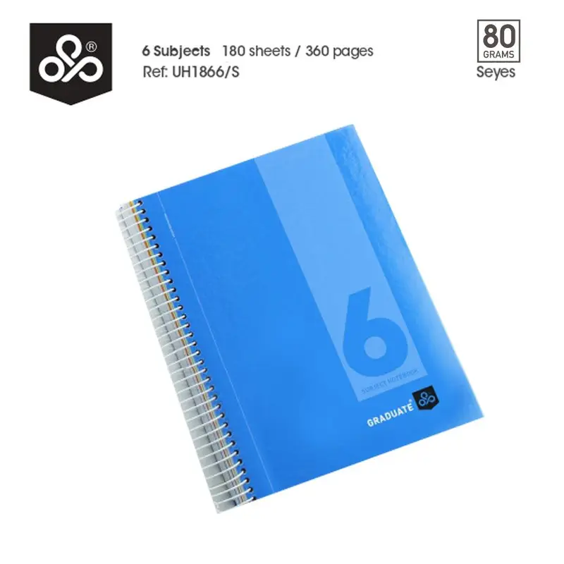 (NET) OPP Graduate 6 Subjects Hard Cover Spiral Notebook 180 sheets  - SeyesGrey