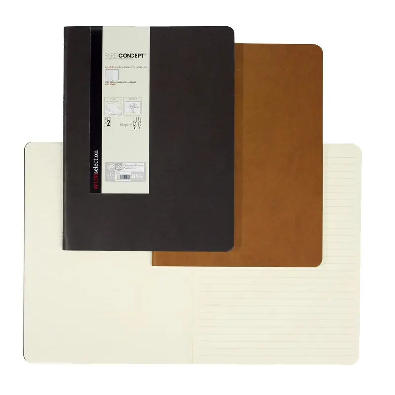 (NET) OPP Paperconcept Artists Selection Notebook PU Soft Cover Line/ Plain 19 x 25 cm