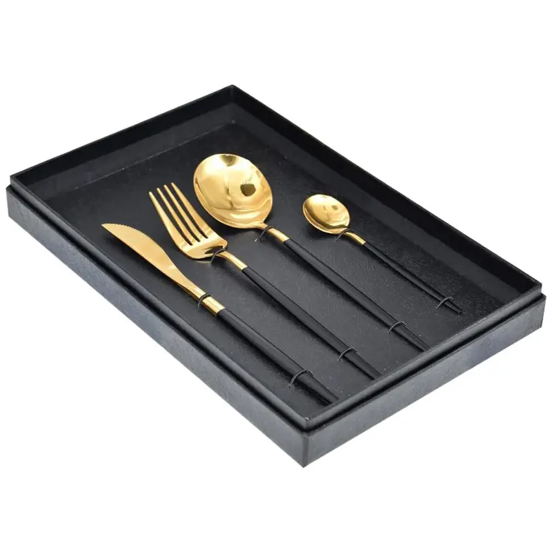 (Net) Stainless steel knife fork and spoon tableware Set Gift 4 pcs