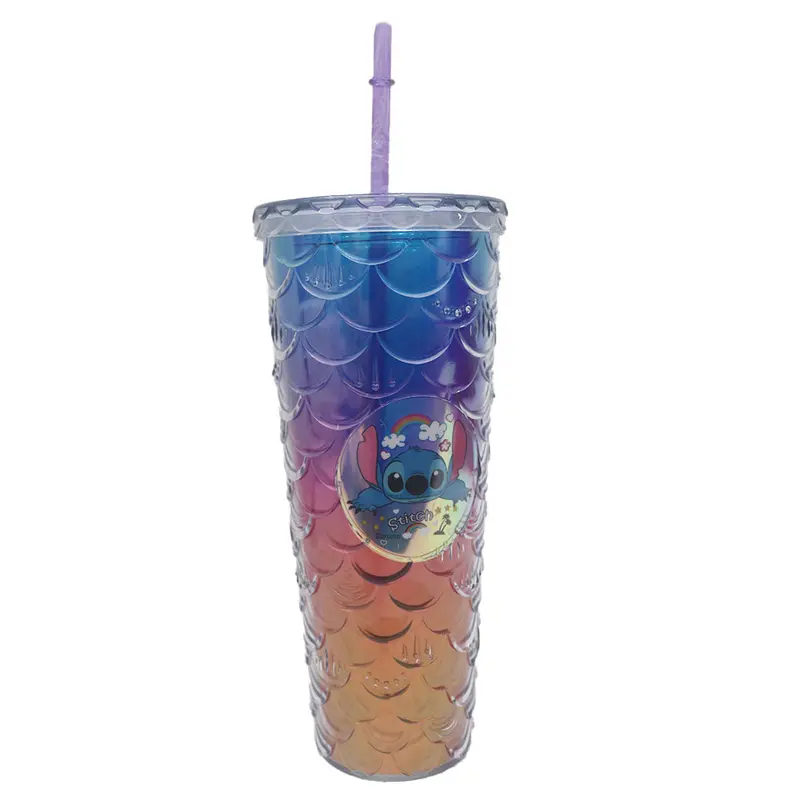 (NET) Tumbler Animals Cup Water Cup With Straw 750 MLOrange