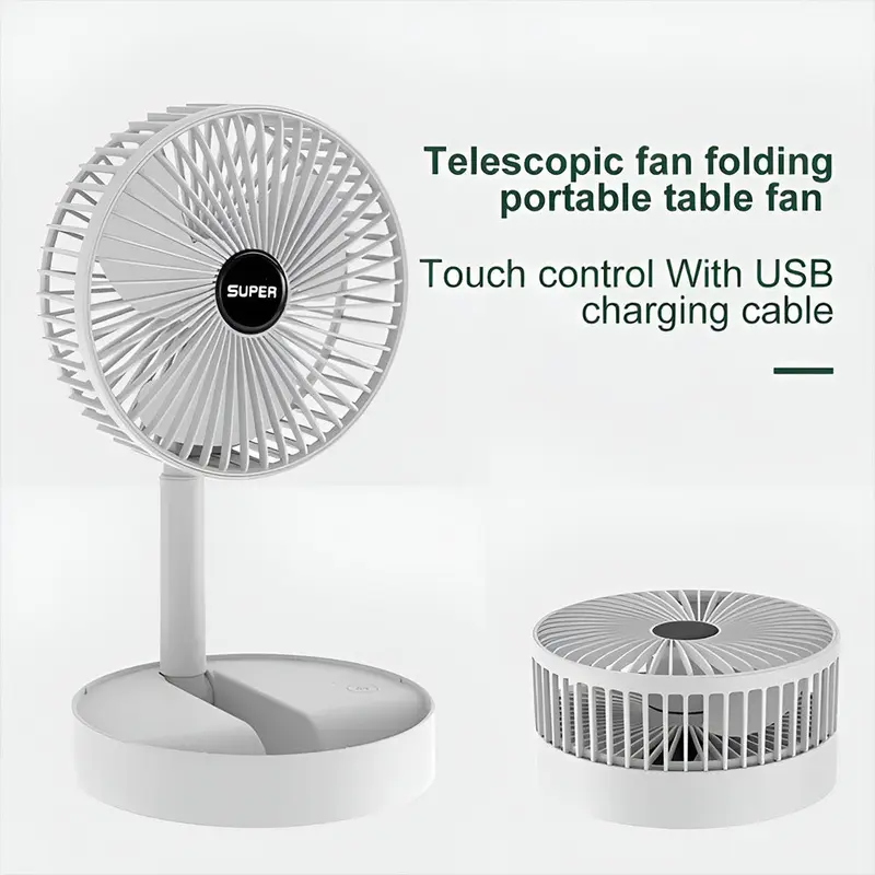 (NET) USB Folding Electric Rechargable FanWhite