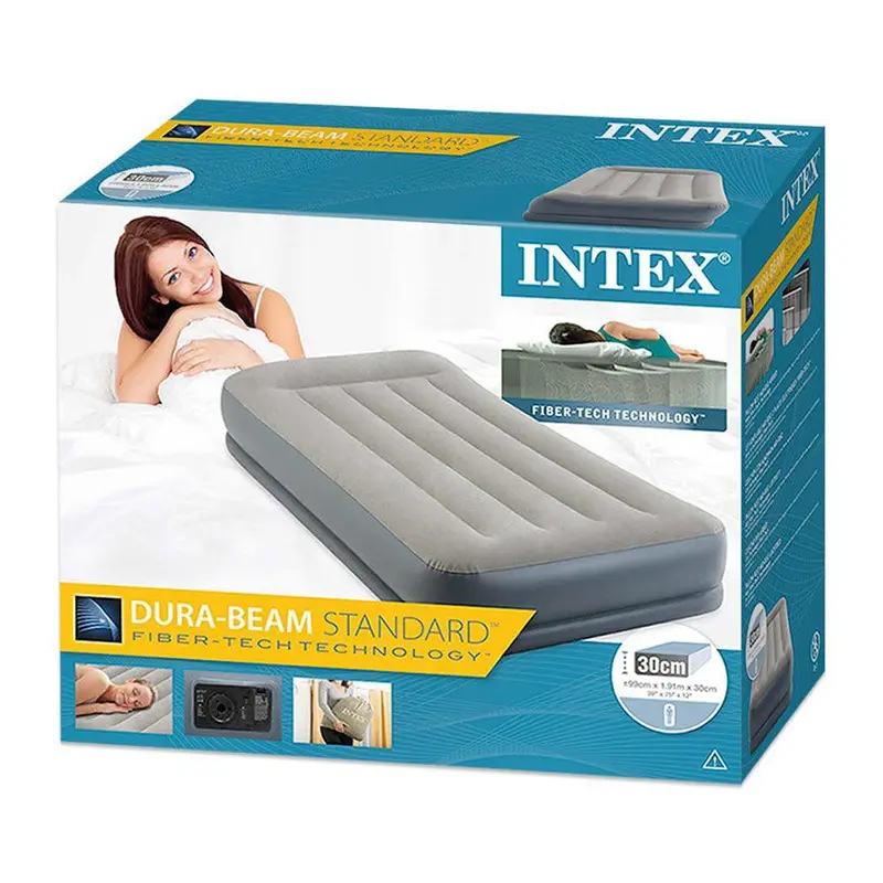 (NET)Intex Twin Pillow Rest Mid Rise Airbed with Fiber Tech Bip