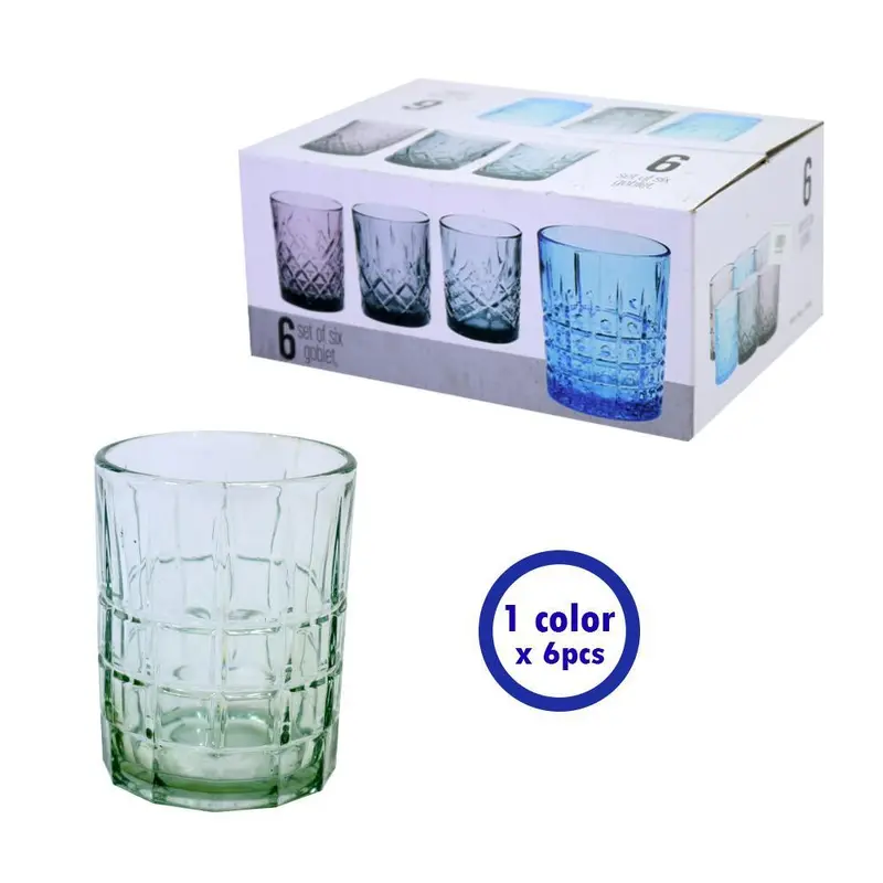Set Of Six Colored Goblets