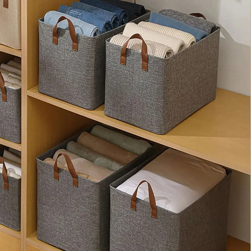 Solid color storage box, modern polyester clothes storage box for home