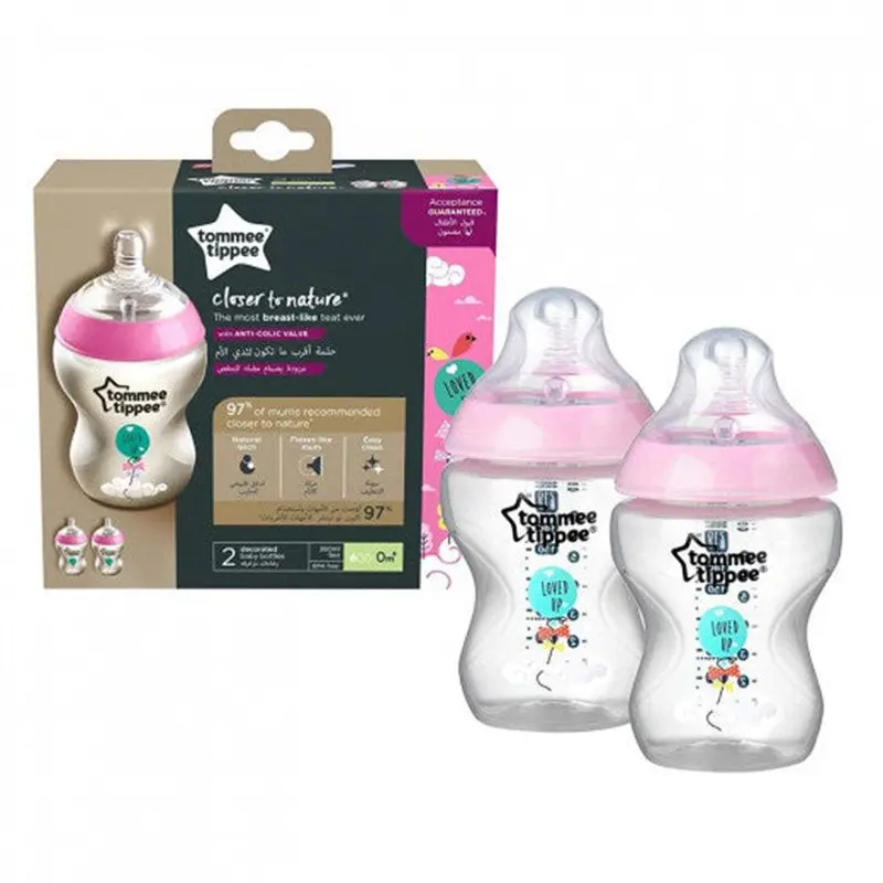 Tommee Tippee Set Of Closer to Nature Deco Bottle 260 ml 2 Pcs / 225504Pink