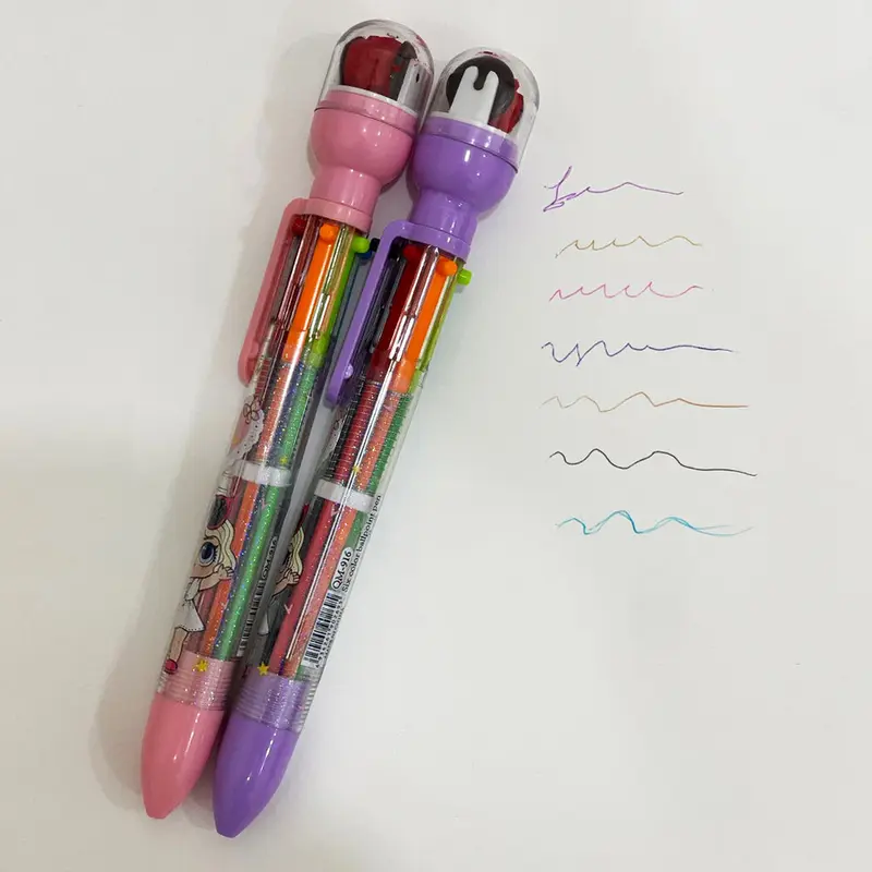 Transparent Ballpoint Pen 6 Colors / QM-916Pink