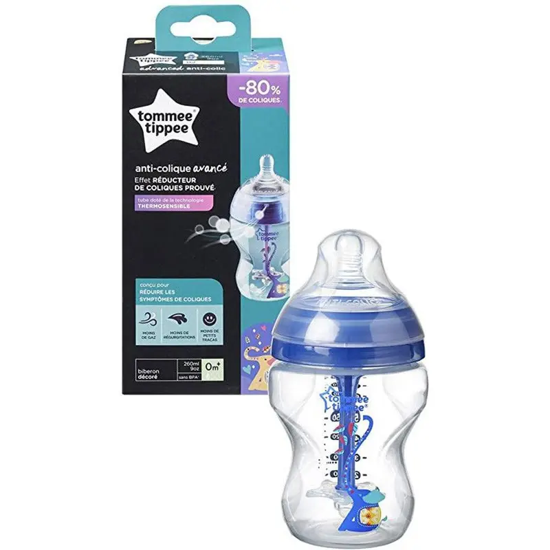 Tommee Tippee, Advanced Anti-Colic Blue Baby Bottle Slow Flow 260ml (0 months )