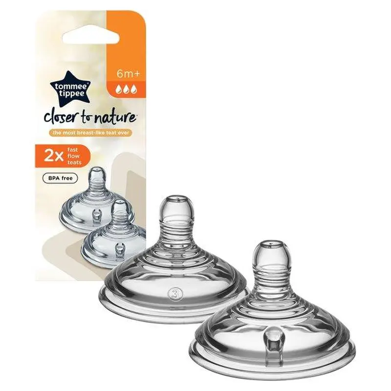Tommee Tippee  Fast Flow Teat 6m   (2 Pcs) BPA free/ 211248