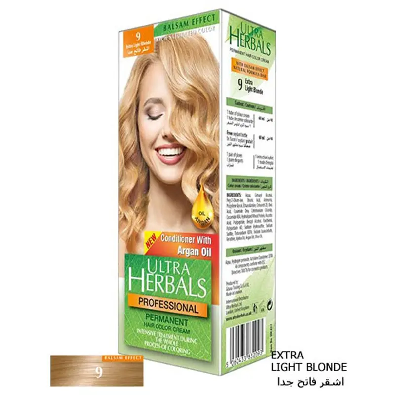 Ultra Herbals Professional Hair Color Cream 9 Extra Light Blonde