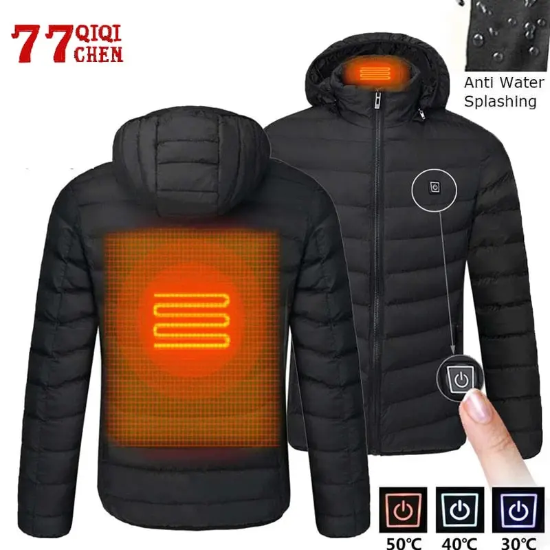 USB Heated Jacket Men Women Winter Warm Outdoor Long Sleeve JacketsSmall