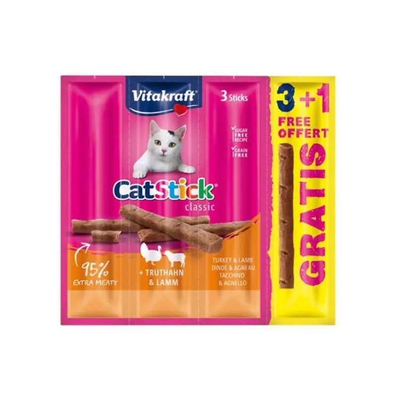 Vitakraft Cat Stick Classic Lamb Turkey 4 pcs (3 1 free)