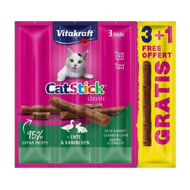 Vitakraft Cat Stick Mini Rabbit   Duck 4pcs (3   1 free)