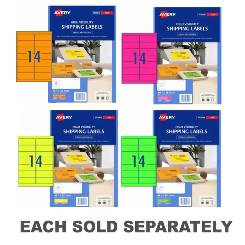 Avery High Visibility Shipping Label 25pk 14/sheetGreen
