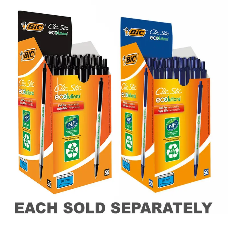 Bic Ecolutions Clic Ballpoint Pen 1.0mm (50pk)Black