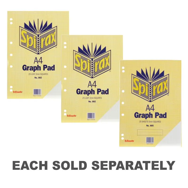 Spirax A4 25-Leaf Graph Pad (Pack of 10)1mm