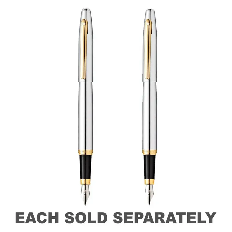 Sheaffer VFM Chrome Fountain Pen with Gold ToneFine