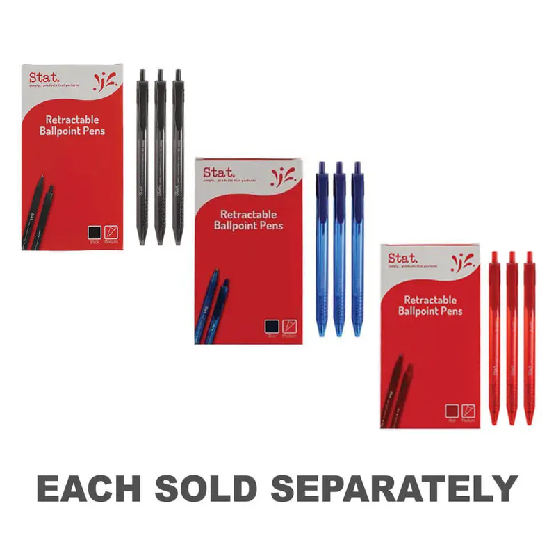 Stat Retractable Medium Ballpoint Pen 1mm (Box of 12)Blck