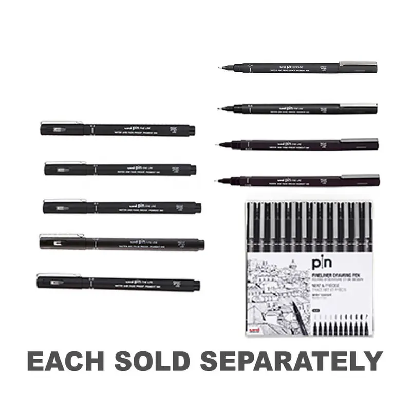 Uni Pin Fine Line Drawing Pen 12pcs (Black)0.05mm