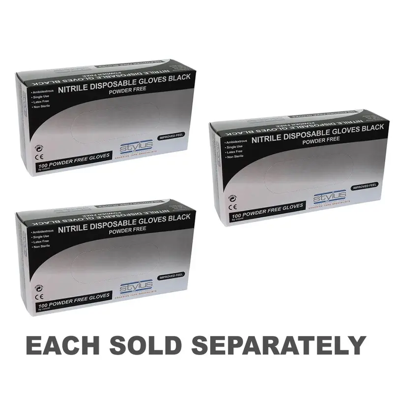 Stylus Disposable Nitrile Gloves 100pcs (Black)ExtraLarge