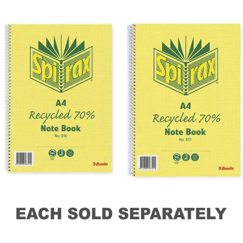 Spirax Recycled A4 Notebook (Pack of 5)120pg